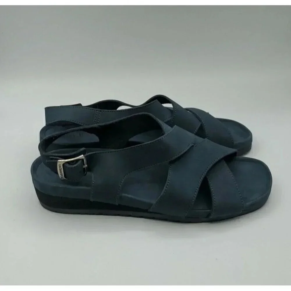 G.H. Bass Sandals Womens Azalea 9 Navy Blue Leather Suede Strappy Comfort Shoes